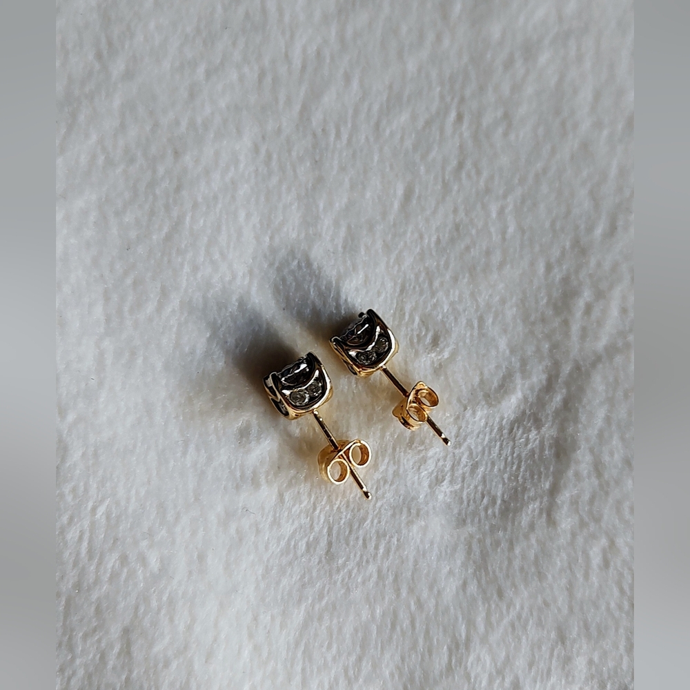 Two Tone Diamond Stud Earrings
